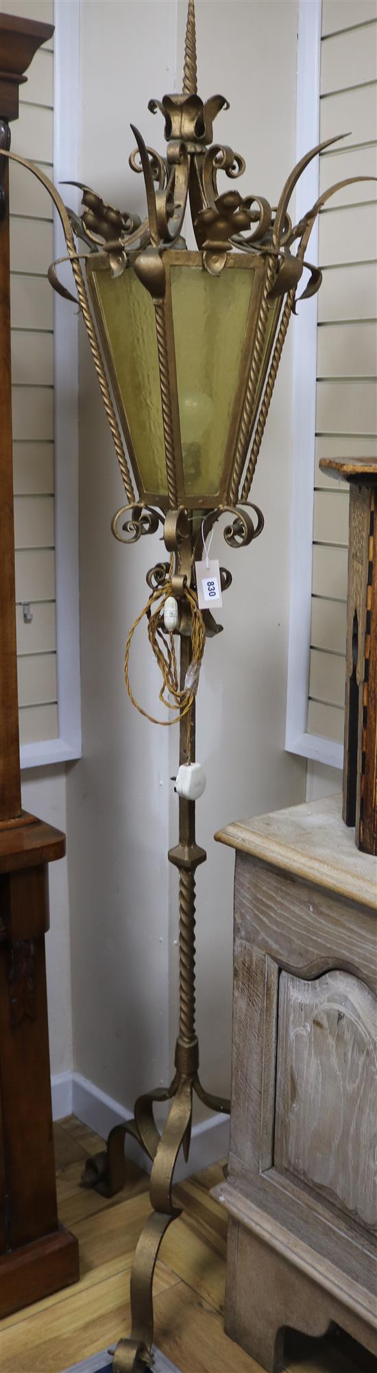 A gilt painted metal lamp standard, H.210cm